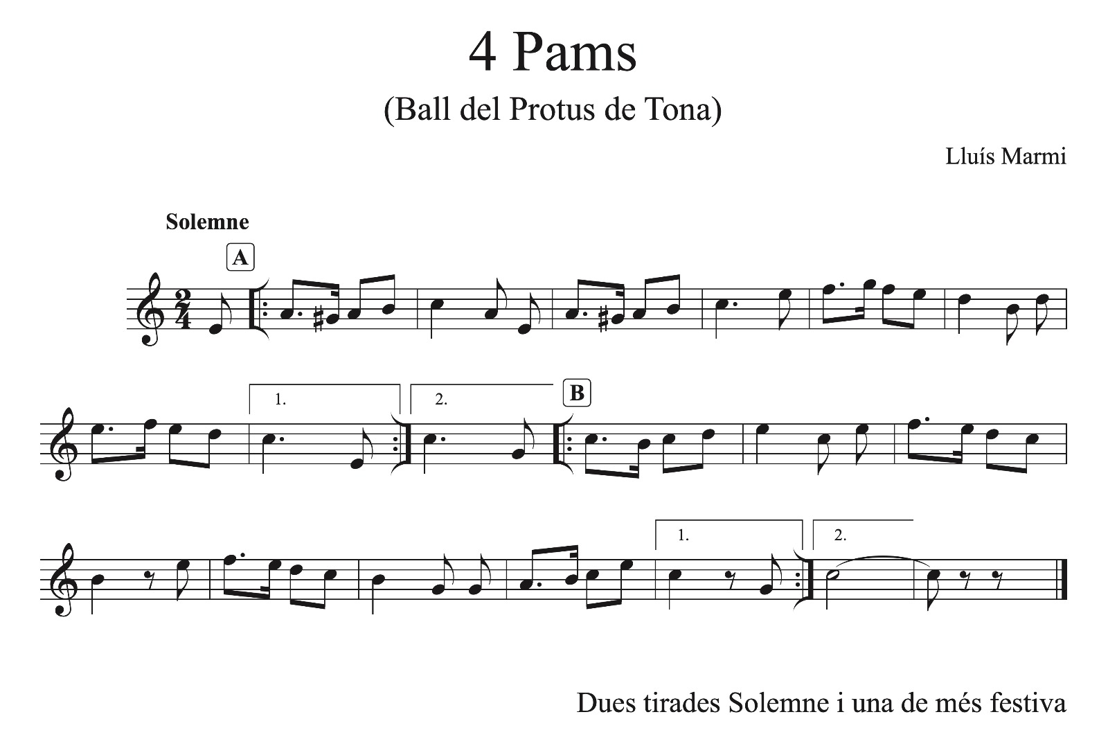 Prothus - 4 Pams - partitura