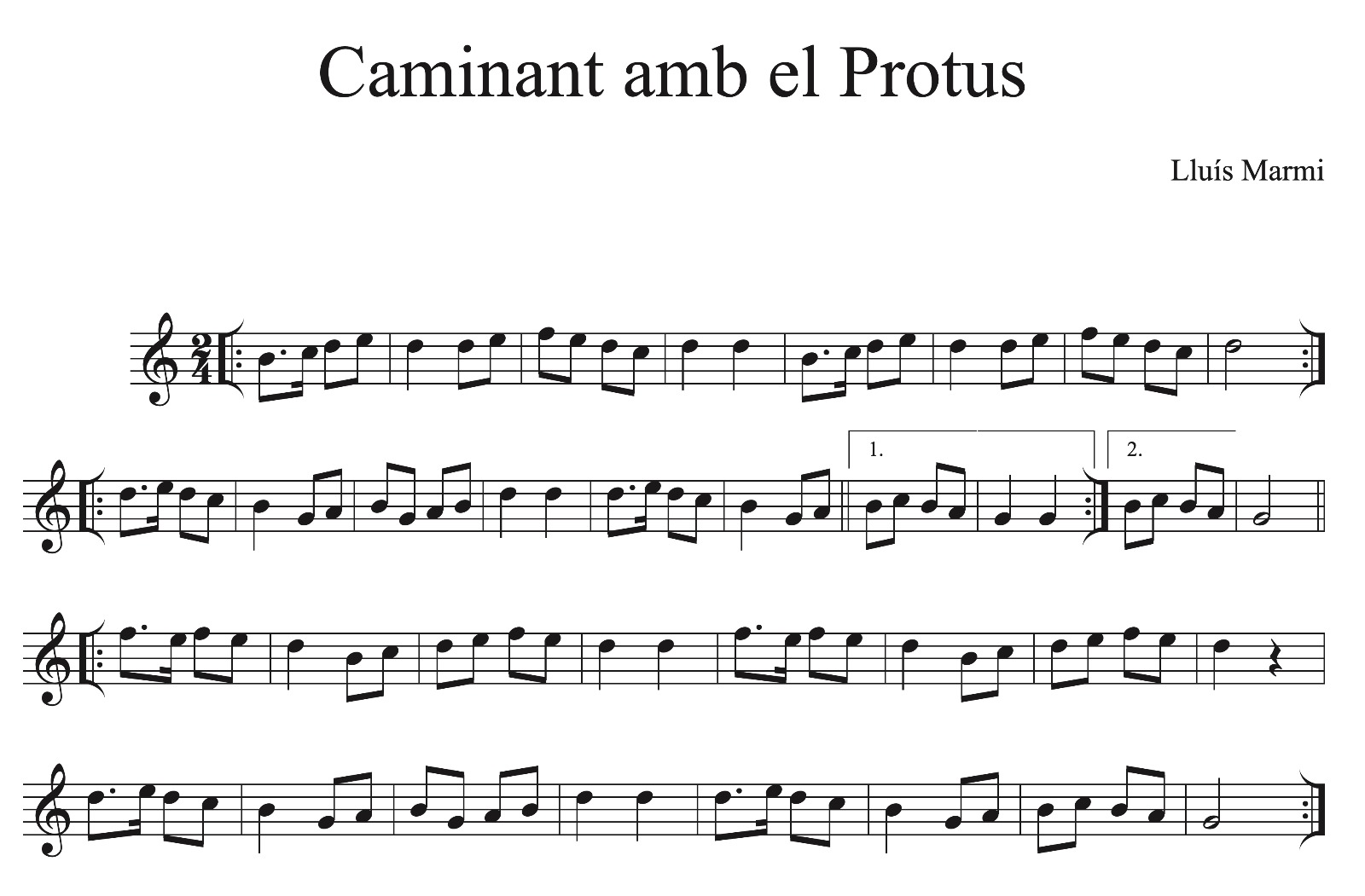Prothus - Caminant amb el Protus - partitura